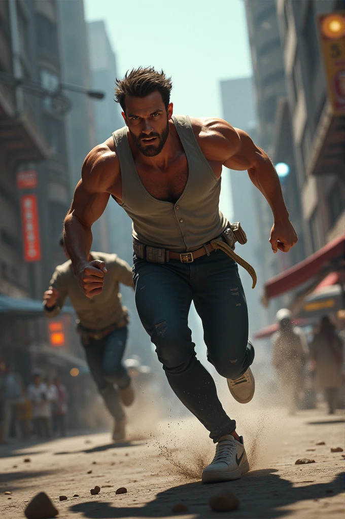 Man running after thief