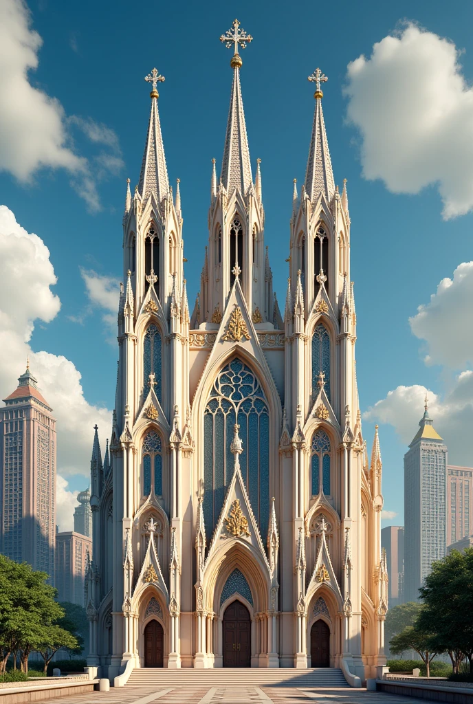 Create a church facade w by the name, Church of the Latter-day Pentatonic Scales