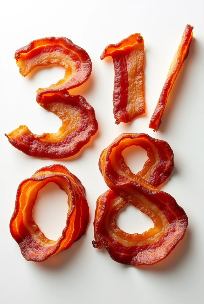 the word "is 31/08" made of bacon