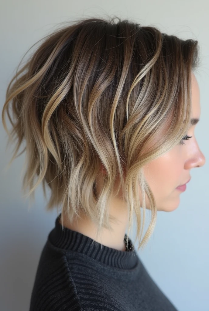 The top and sides are cut shorter, and the back is left significantly longer with layers to create a gradual transition