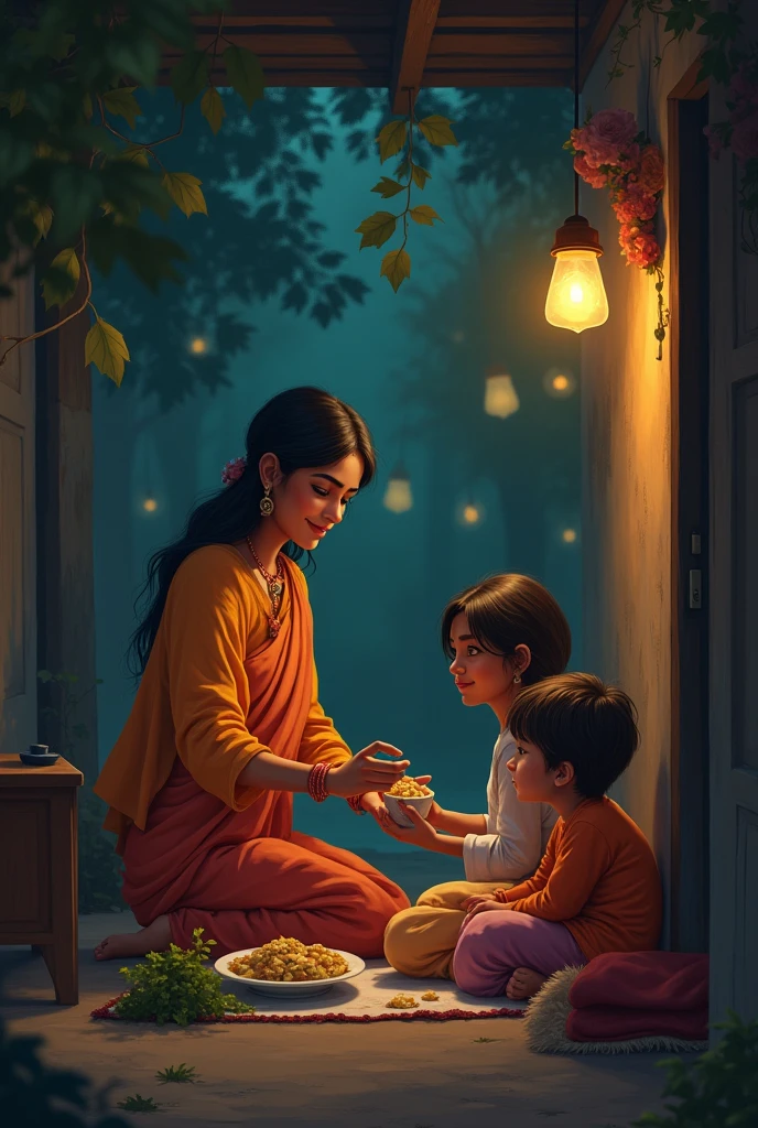A grown indian girl at a homeless shelter at night
