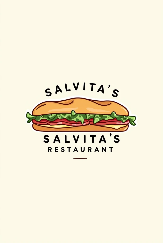 A logo of a restaurant called Salvita's restaurant that has a sandwich