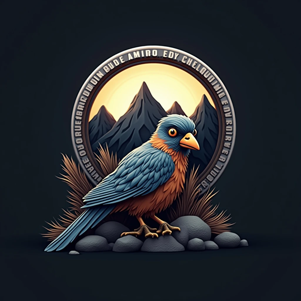 a circular logo, white border, dark background, SPARROW RUTAS in motorutes style, mountains, roblox, logo with white border, detailed logo, intricate design, highly detailed logo, photorealistic, 8k, hyperdetailed, cinematic lighting, dramatic shadows, glossy finish, metallic elements, 3d render, masterpiece, Honda NC750X