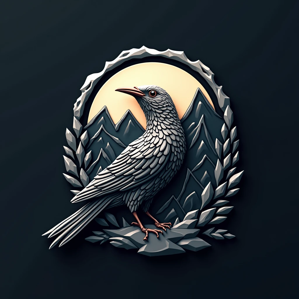 a circular logo, white border, dark background, SPARROW RUTAS in motorutes style, mountains, roblox, logo with white border, detailed logo, intricate design, highly detailed logo, photorealistic, 8k, hyperdetailed, cinematic lighting, dramatic shadows, glossy finish, metallic elements, 3d render, masterpiece, Honda NC750X
