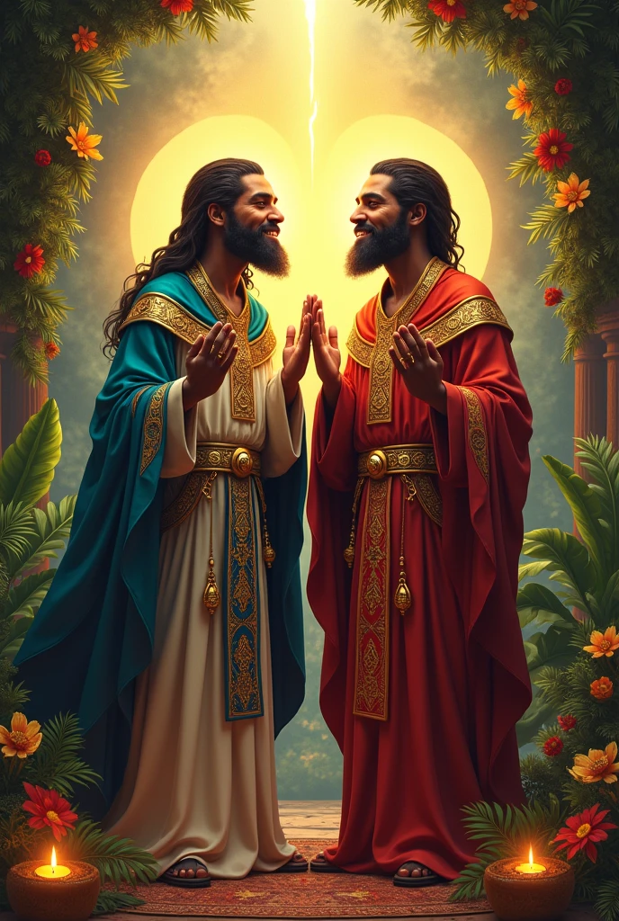 Create an image of Cosmas and Damian from the Brazilian religion Umbanda