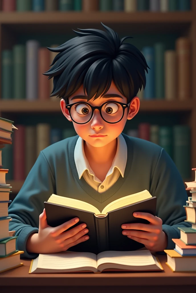 A attentive book reader a University student
