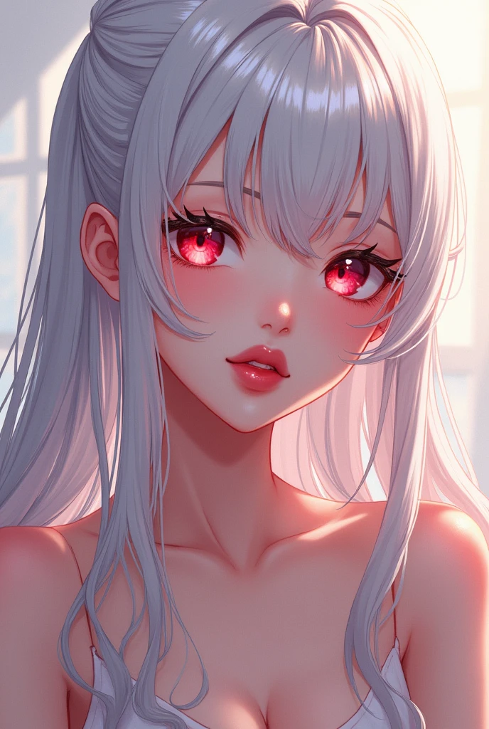 masterpiece, best quality, HuTaoV4, 1girl, solo, blush, rainbow twintails, white long hair, hair between eyes, ((lingerie)), bedroom, night, extremely detailed 8K, smooth, high resolution, ultra quality, cinematic lighting, ambient occlusion, hd, 2k, 4k, 8k, 16k, extremely detailed anime, detailed faces, perfect composition, wide shot, atmospheric lighting, very sexy, uncensored, nsfw, sin censura, large breast, tan skin,