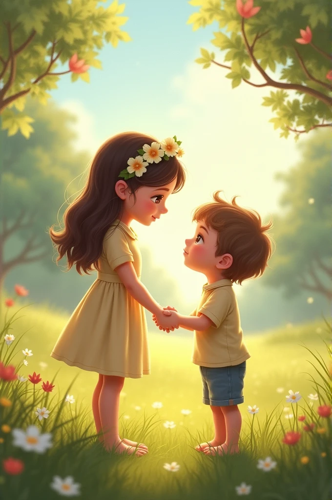 Create a picture that signals the bond between a girl and a boy