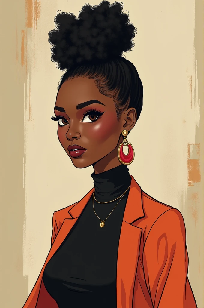Black woman. Very dark skin. Tall. Beautiful. Animated. Ultra high quality.