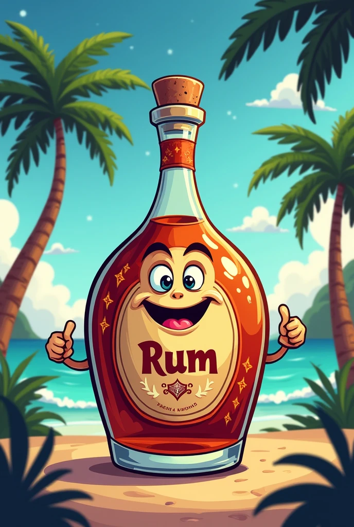 cartoon bottle of rum