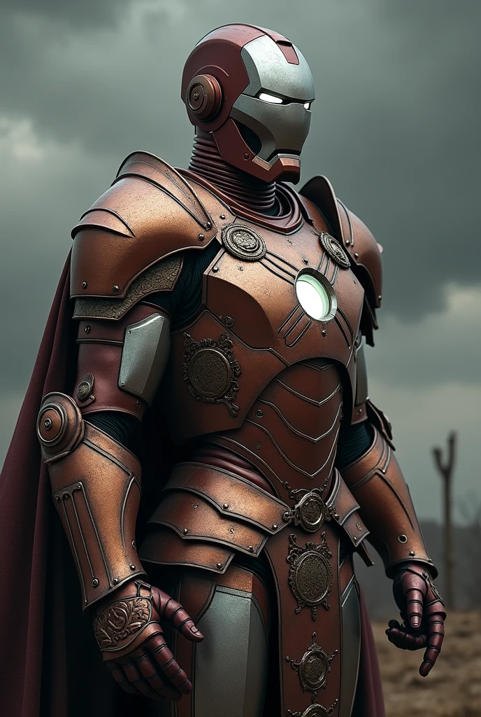 marvel iron man, of medieval armor, grimdark, cos, real colors of the hero.