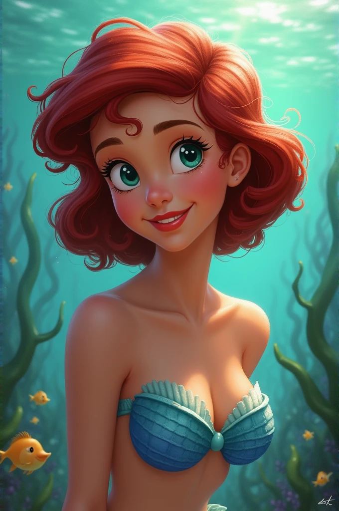 Ariel mermaid short curly hair brown skin 
