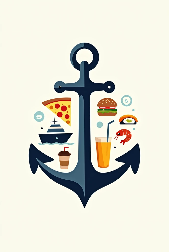 Anchor Logo Boat Pizza Sushi Burger Juice Shrimp Coffee
