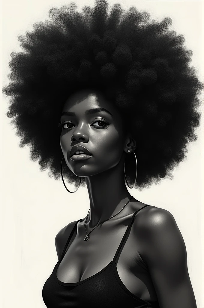 I would like to create a drawing of a woman with Black Power hair 