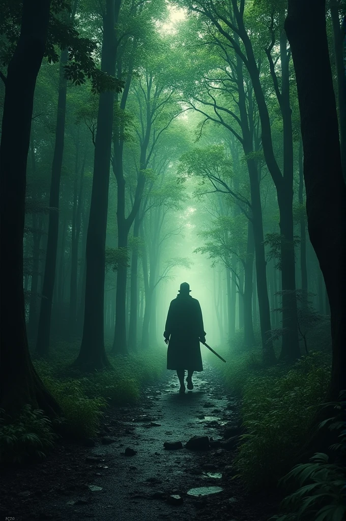 ((best quality)), ((masterpiece)), (detailed) The exit reappears, and Rian escapes, shaken but alive. Yet, the terrifying figure haunts his thoughts, a reminder that the Jati Jurig Forest is no place for the living. (scare)