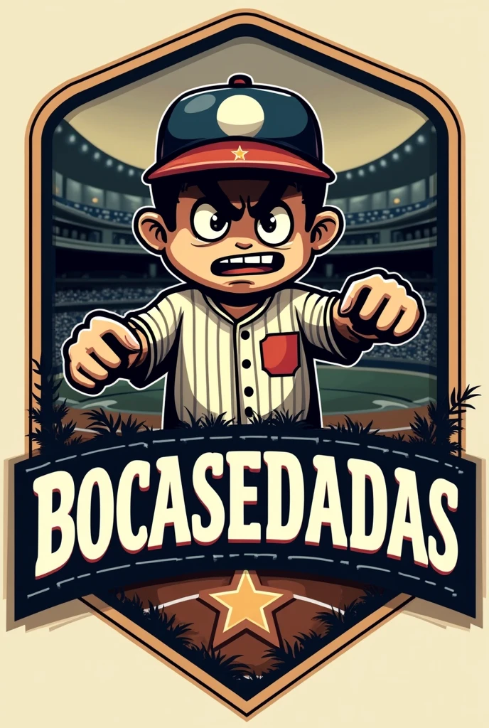 Baseball logo called bocasecadas with a beer that makes you nervous