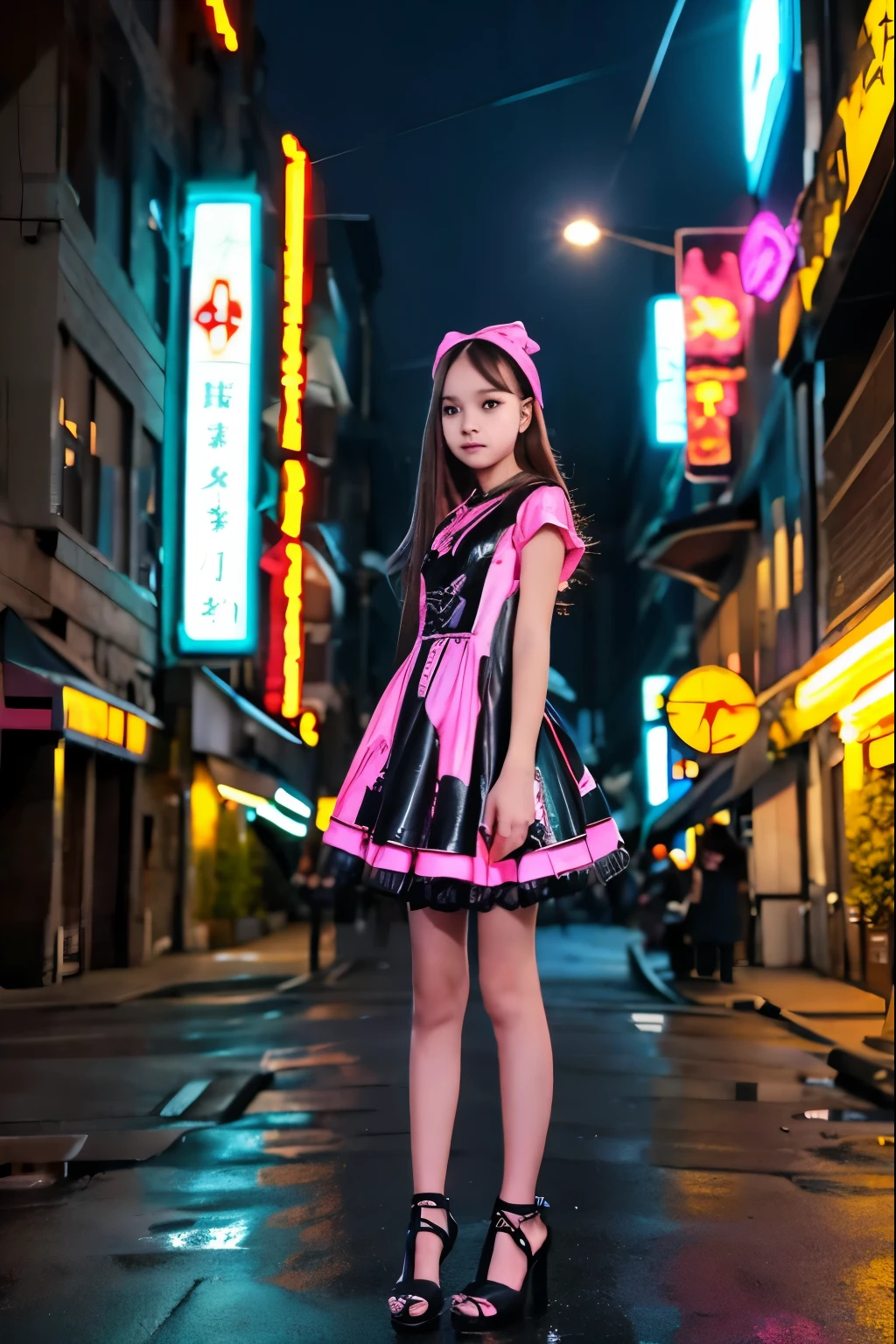 anime girl in a dress and headband standing in front of a building, digital cyberpunk anime art, digital cyberpunk - anime art, anime cyberpunk art, cyberpunk anime girl, cyberpunk anime girl mech, anime style 4 k, best anime 4k konachan wallpaper, cyber school girl, cyberpunk anime art, portrait anime space cadet girl, anime girl of the future, dreamy cyberpunk girl