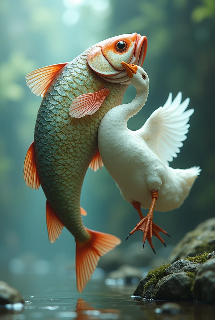 image of the fish holding a goose