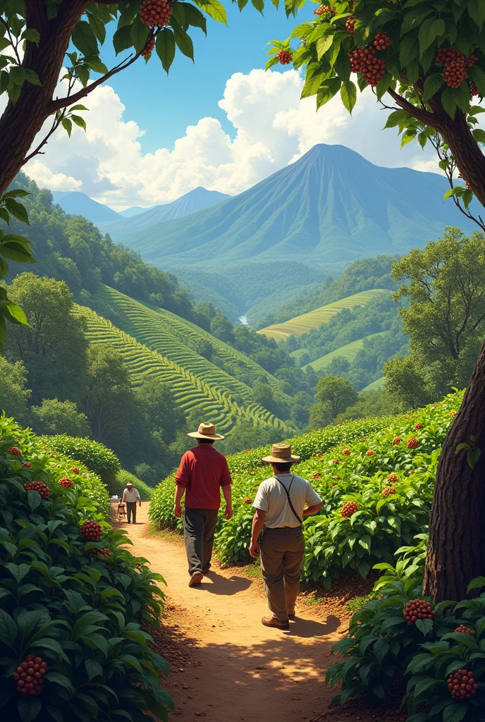Drawing depicting Colombian coffee 
