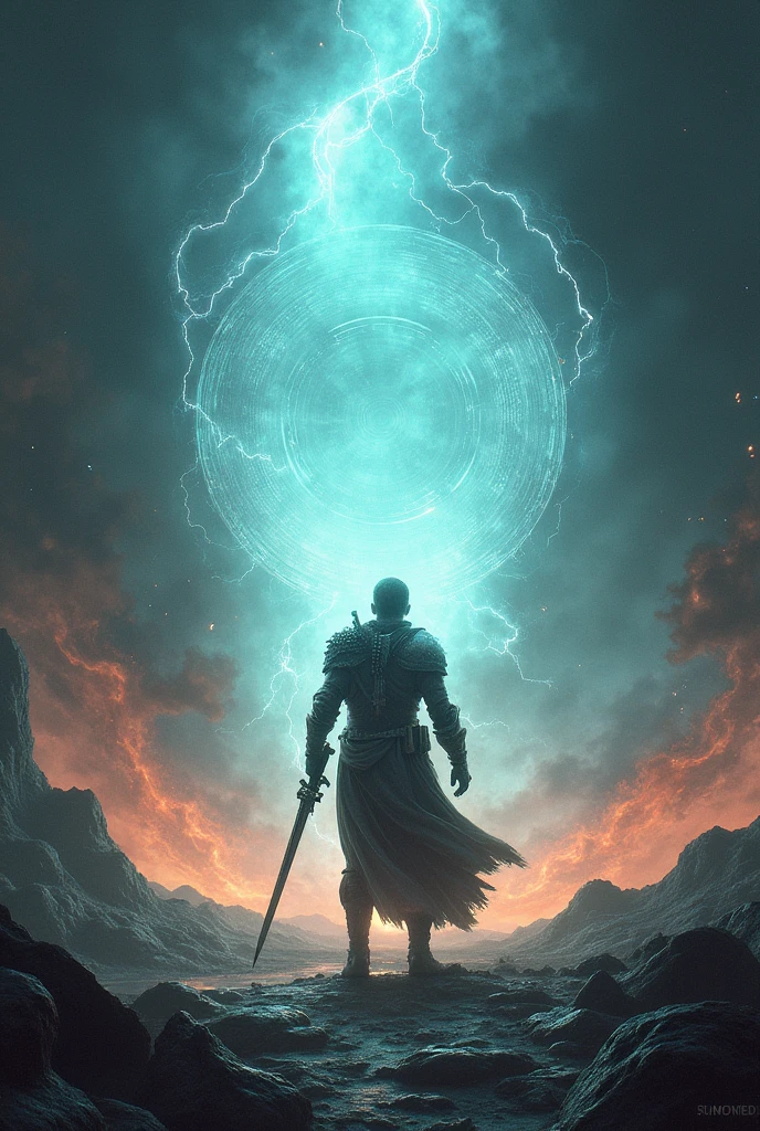 A hero reaching into the entrance to another dimension