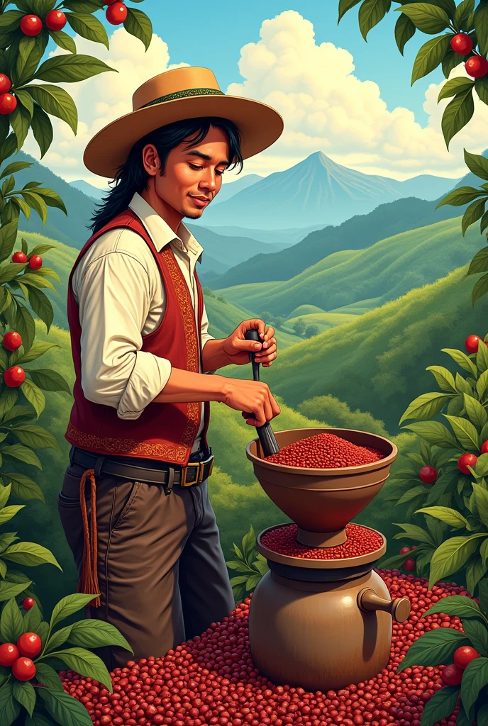 Easy and varied drawing representing Colombian coffee