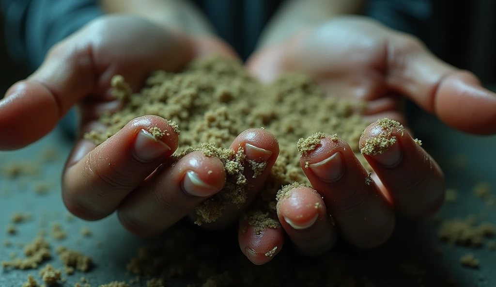 skin flakes under fingernails