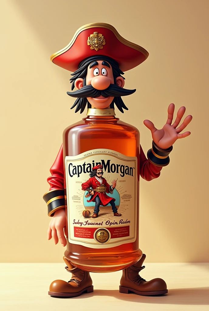 cartoon bottle of captain morgan plain background