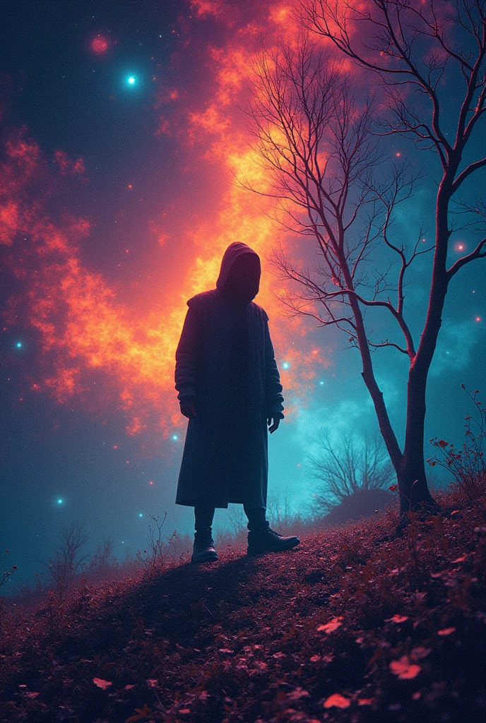 nightmare、psychedelic、Space is distorted、colorful、dream-like、Color is noisy々Shii、Distorted human silhouette、Grin
