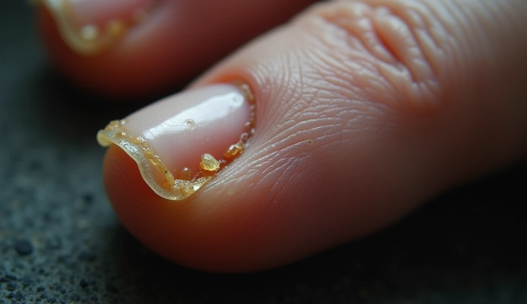 skin flakes under fingernails zoom in