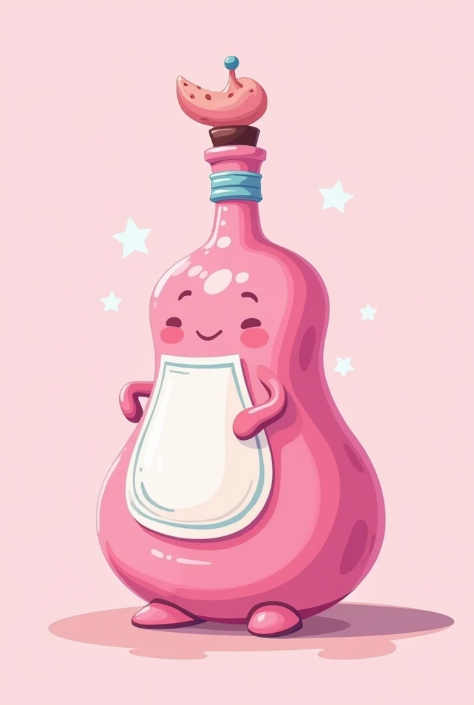 cartoon bottle pink gin plain background
