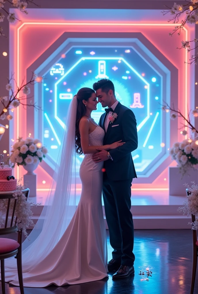 Wedding couple with gamer design