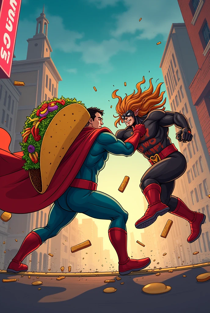 Taco Superhero vs. Sandwich Villain 