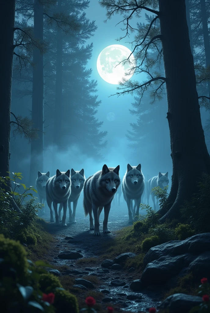 Night in the woods, And wolves
