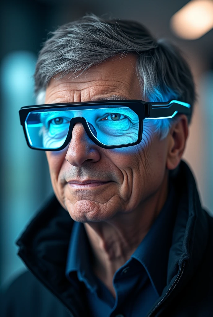 generate an image of bill gates with futuristic glasses