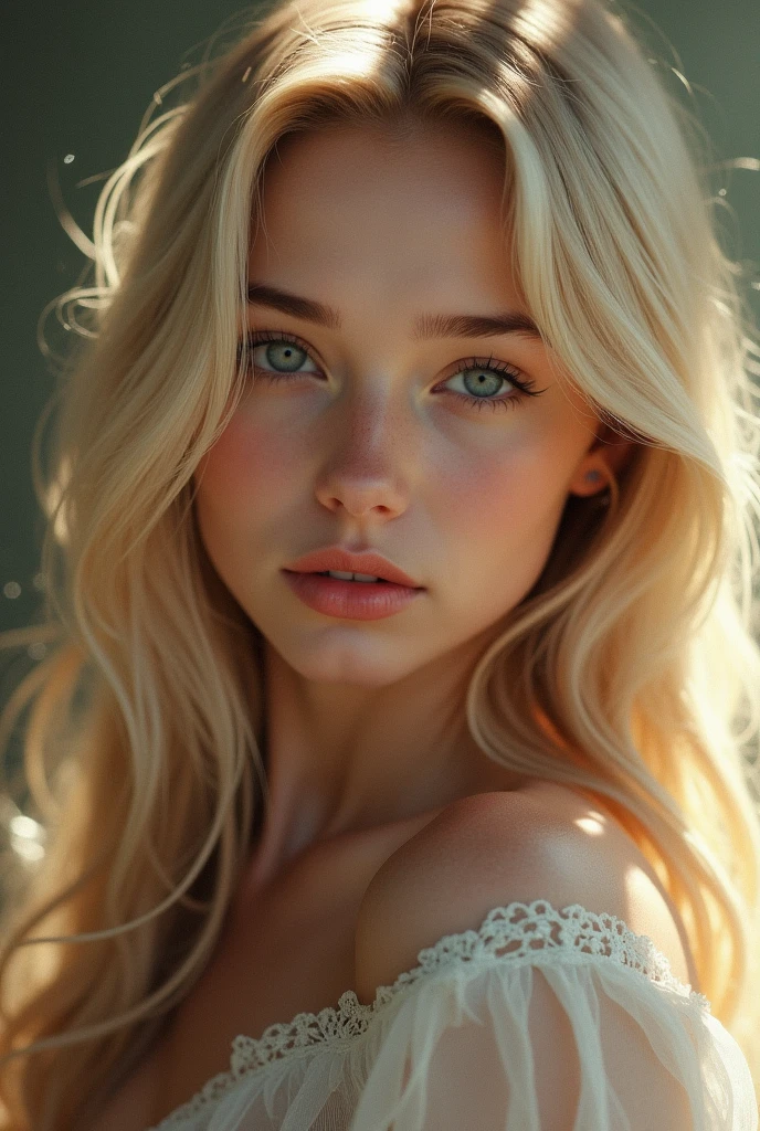 A blonde girl beautiful eyes call bebahan 