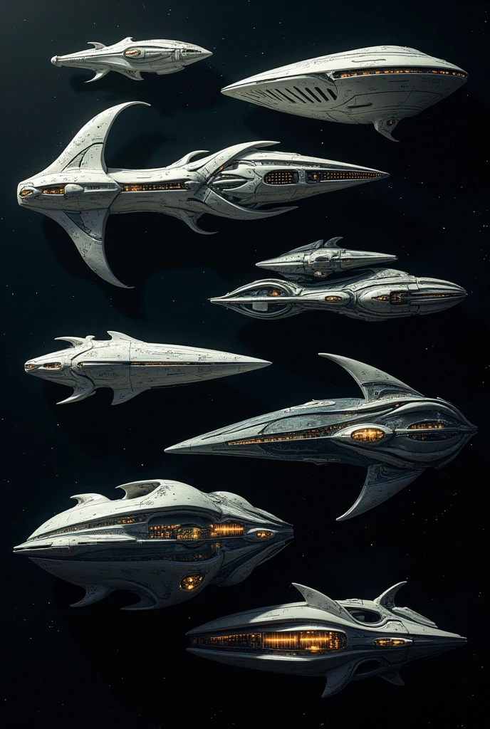 Alien ships of different shapes