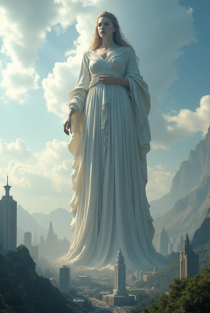 Spawns a giant woman surrounded by buildings 