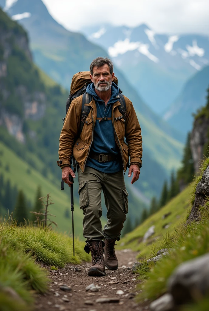 Homme 57 ans randonneurs brun yeux marrons