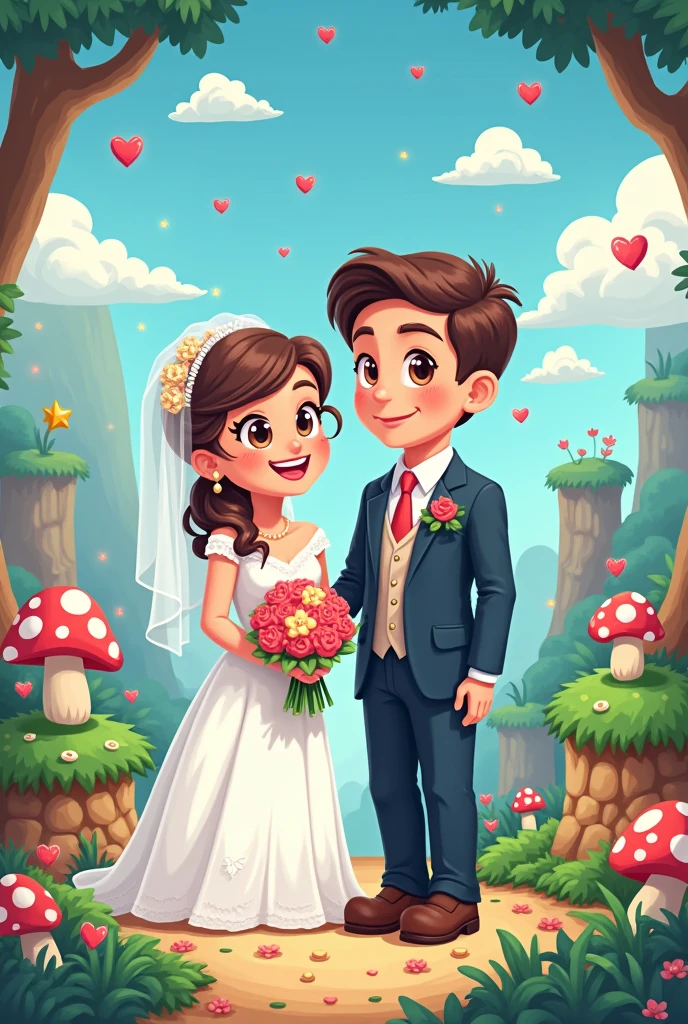 Nintendo style wedding couple