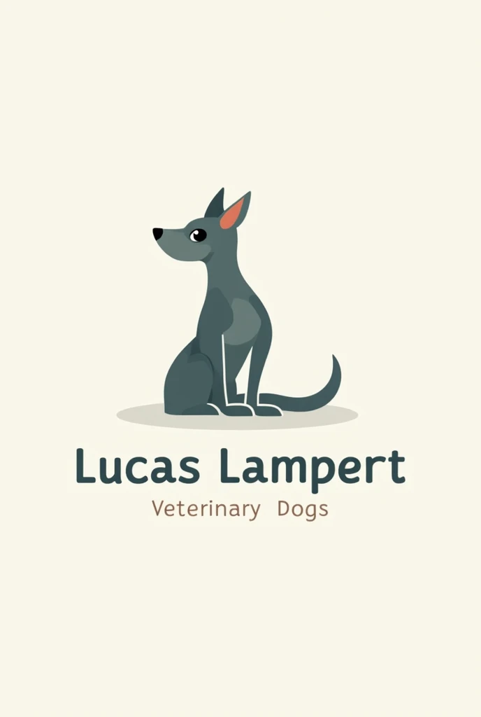 A modern logo for a veterinarian named Lucas Lampert, making the L part of a drawn dog