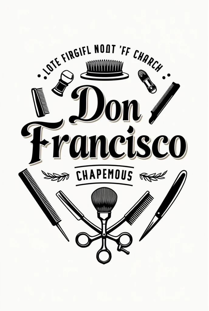 Create a logo for a men's barbershop, which says Barber Shop and Hairdresser "Don Francisco", that contains hairdressing objects