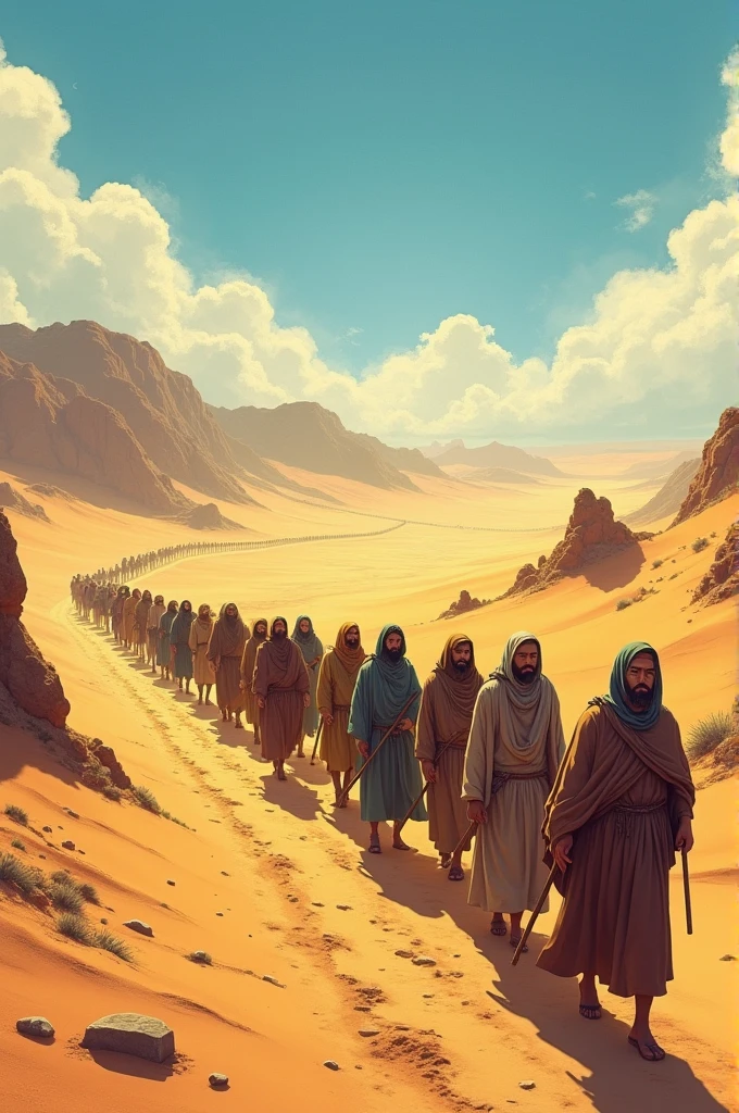People of Israel walking in the desert