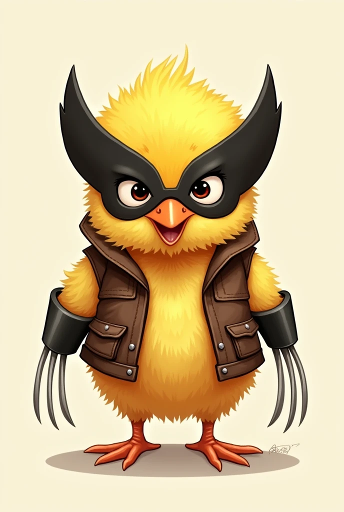 chick, yellow color, humanoid, Wolverine costume