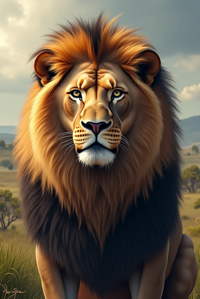 A lion's head, geosse mane face, a nice area, tranquil