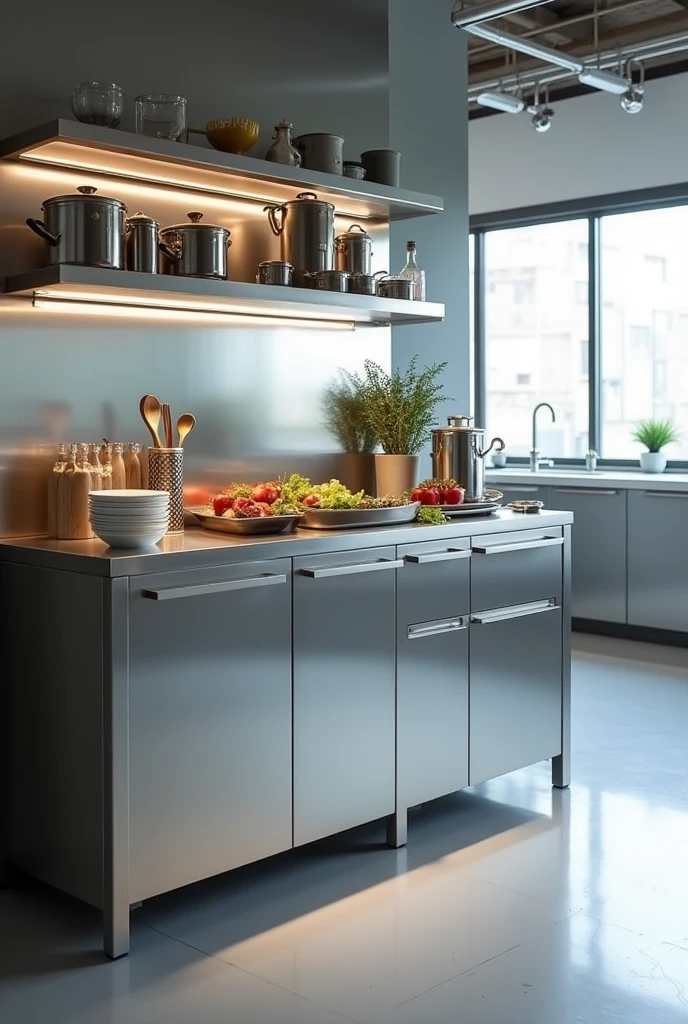 I want to create a full kitchen aluminum bufet with good aspect to do marketing