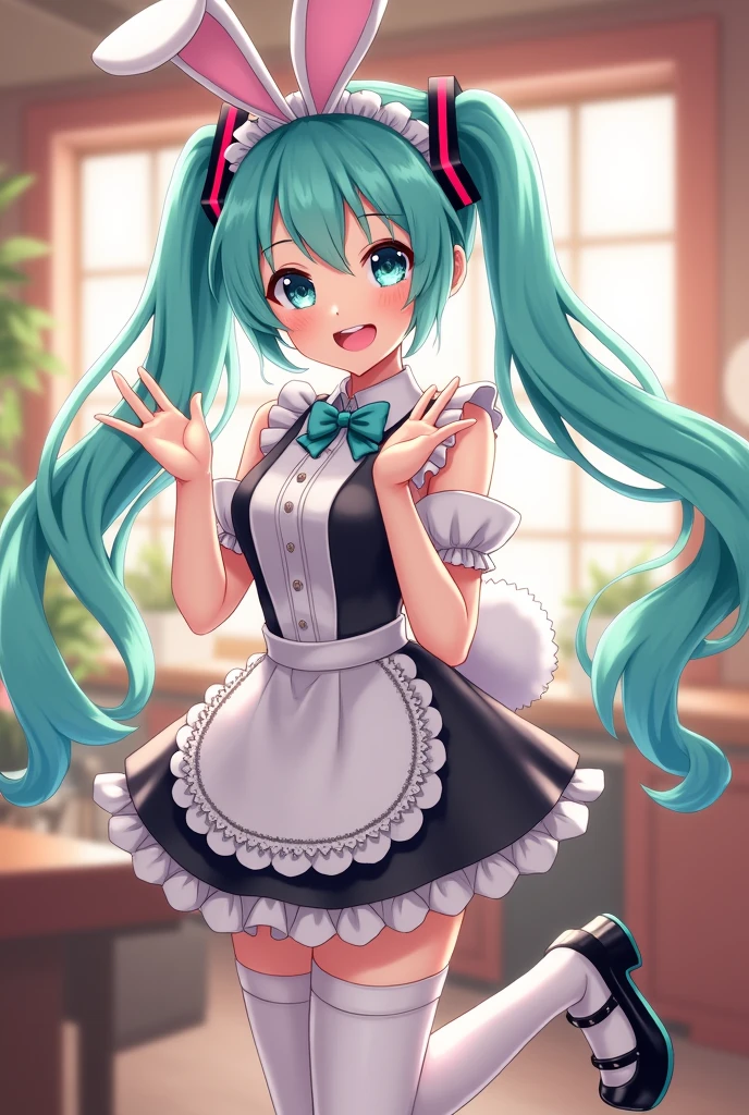 You can generate an image of Hatsune Miku in a bunny maid outfit