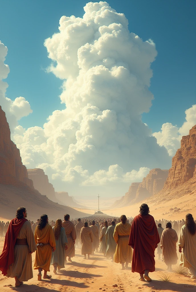 People of Israel in the desert and the pillar of cloud