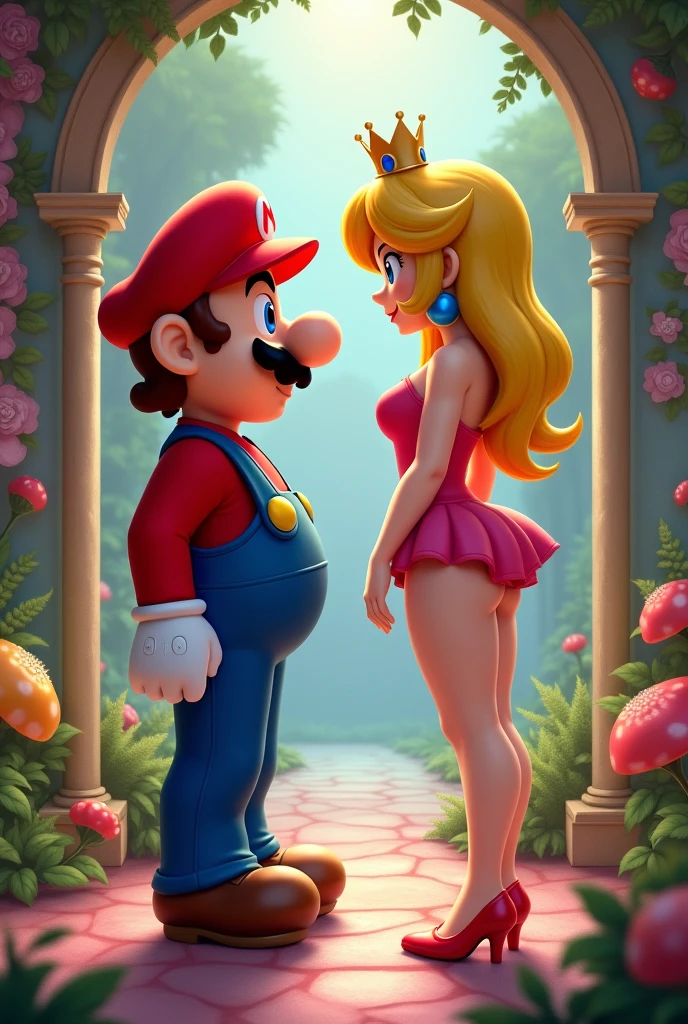Mario regarde les jambes de Peach.