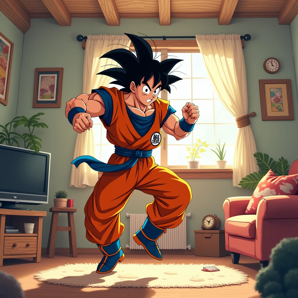 Goku dancing in his living room
