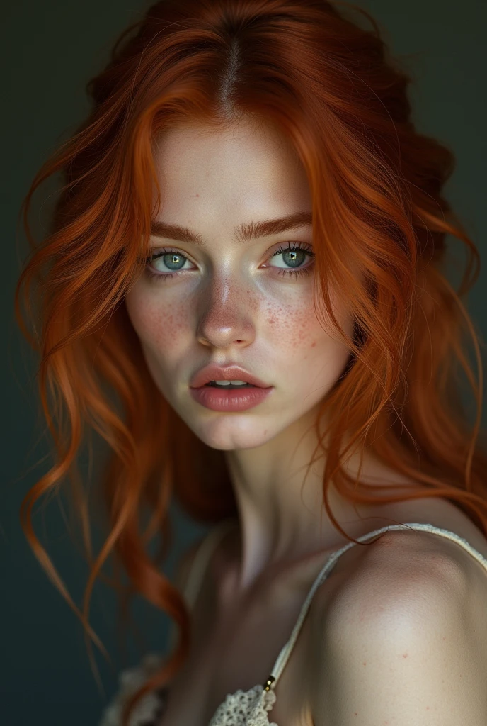 Redhead girl without small swimsuit